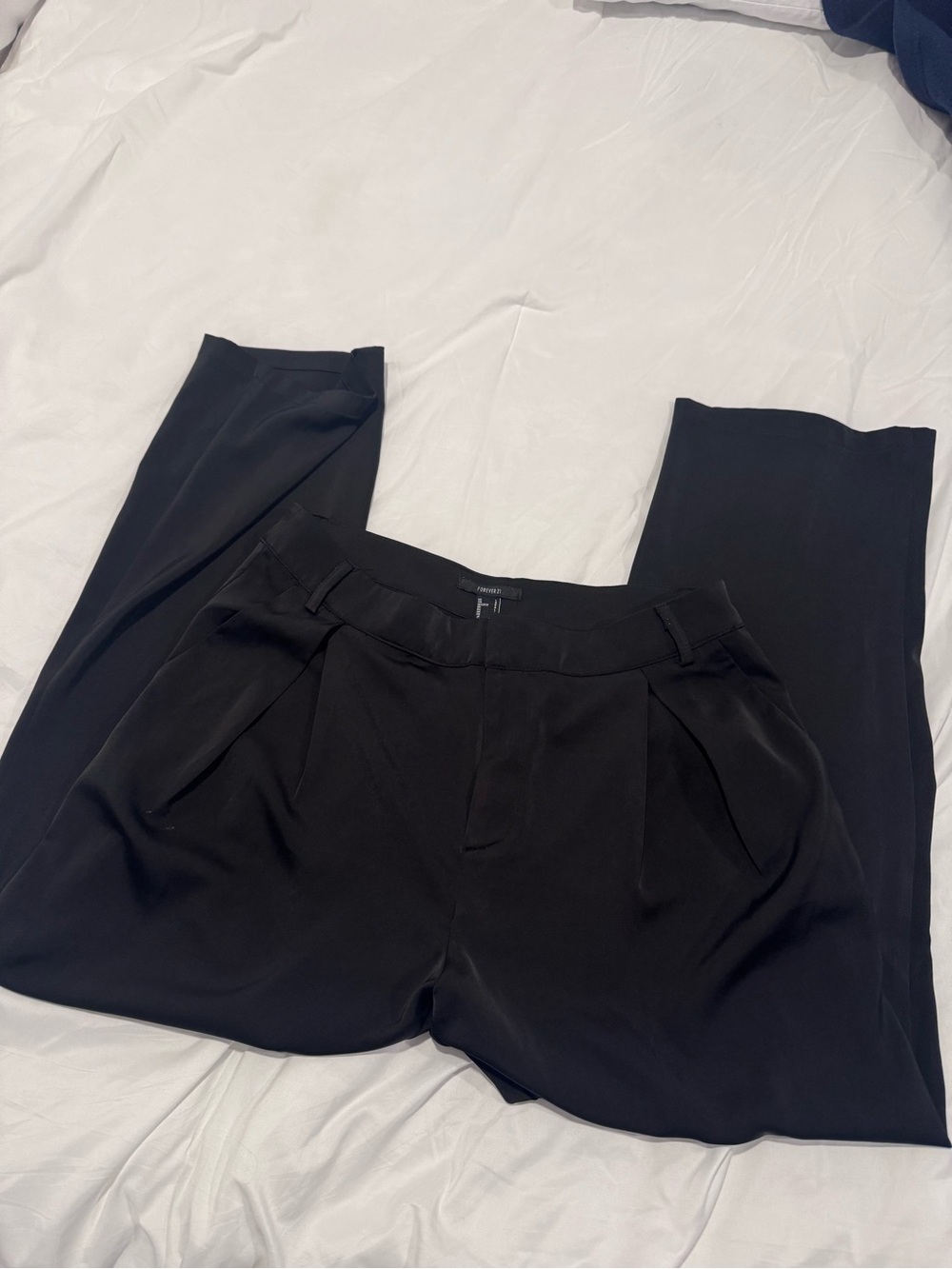 Forever 21 Black Pleated Wide-Leg Trousers